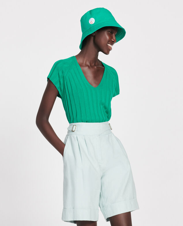 3D rib knit jumper Golf green
