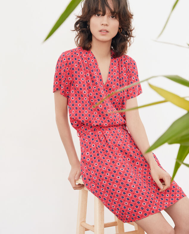 Printed dress with buckle Dandelion ultra pink