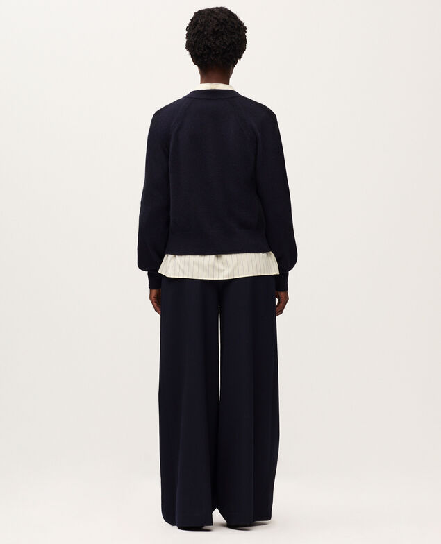 Round neck cashmere cardigan K692 navy st black