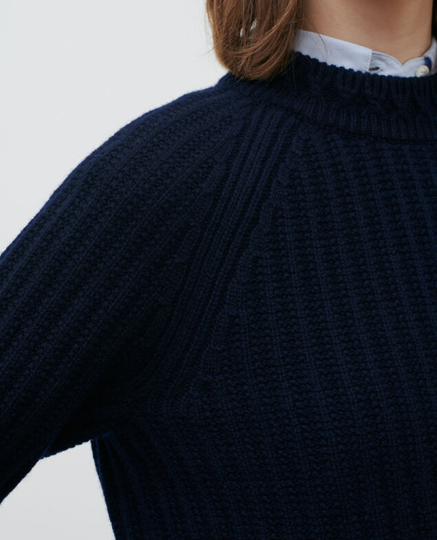 Rib knit new wool jumper Night sky