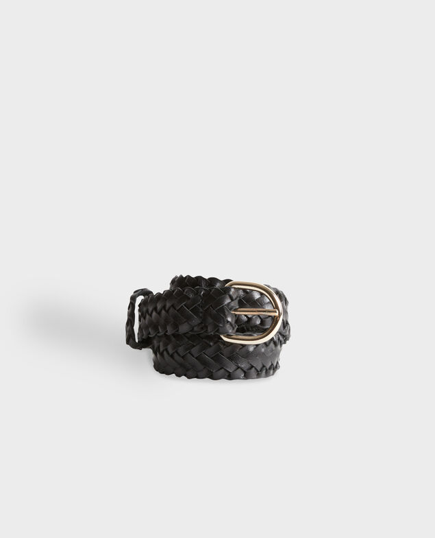 Skinny braided leather belt 8853 09 black