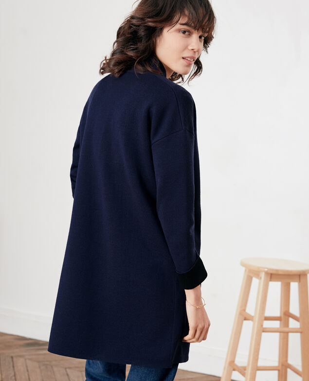 Reversible wool cardigan  Marine/black