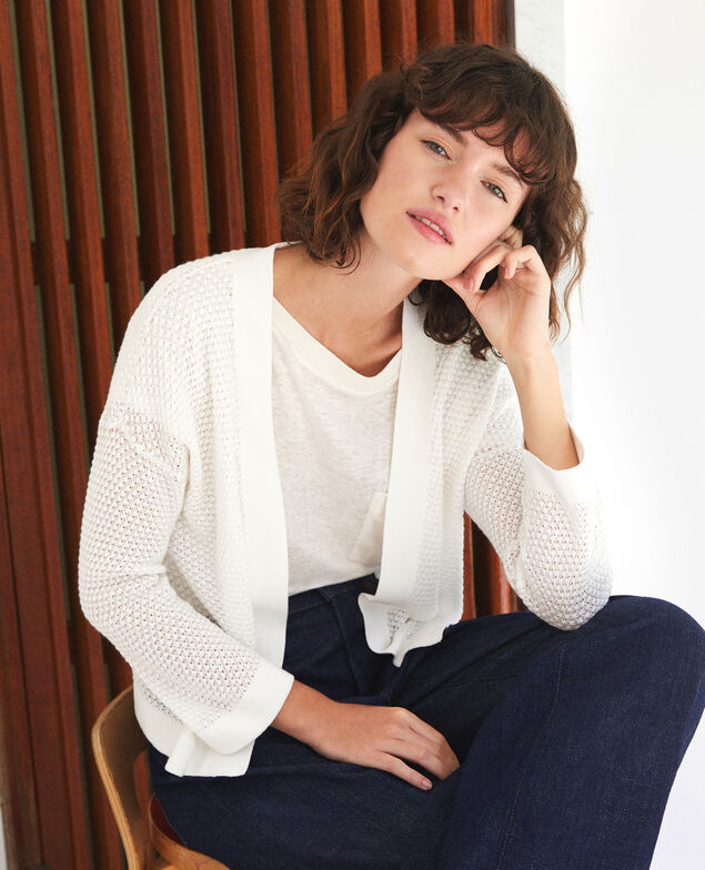Open-knit cardigan White