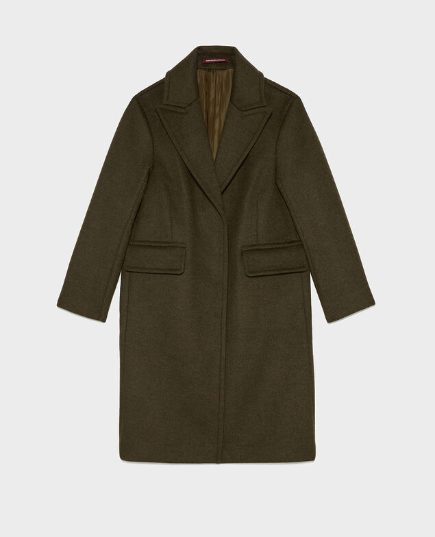 Wool and cashmere boyfriend overcoat Kaki