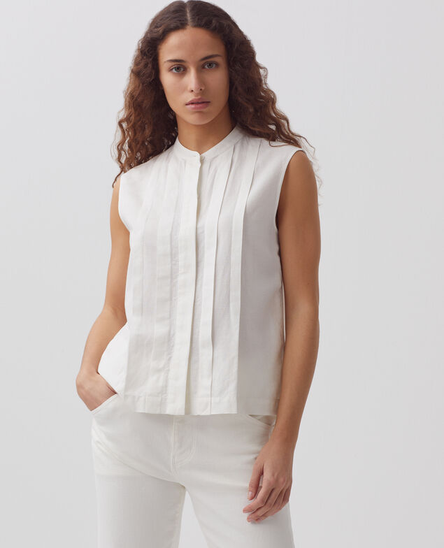 Sleeveless blouse H013 gardenia