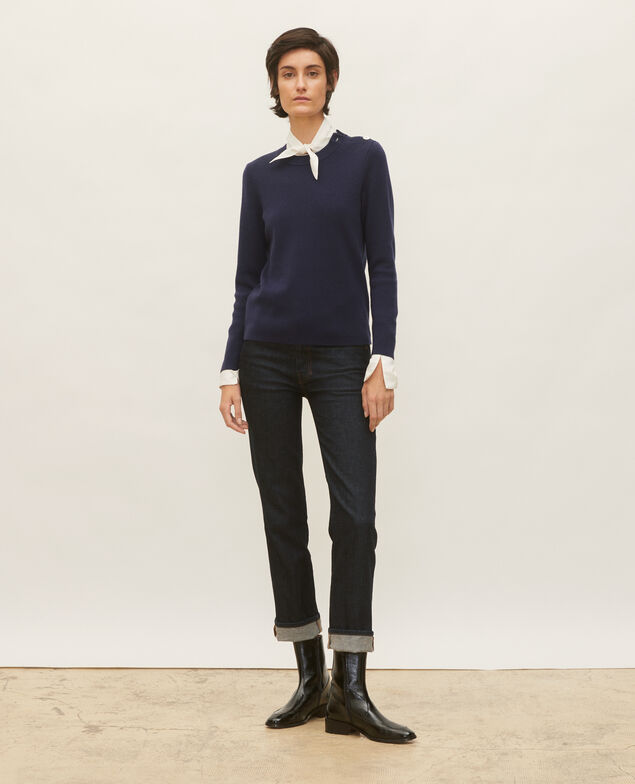 Striped wool jumper Maritime blue