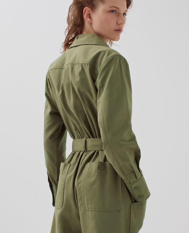 Zip-up cargo jumpsuit I560 covert green