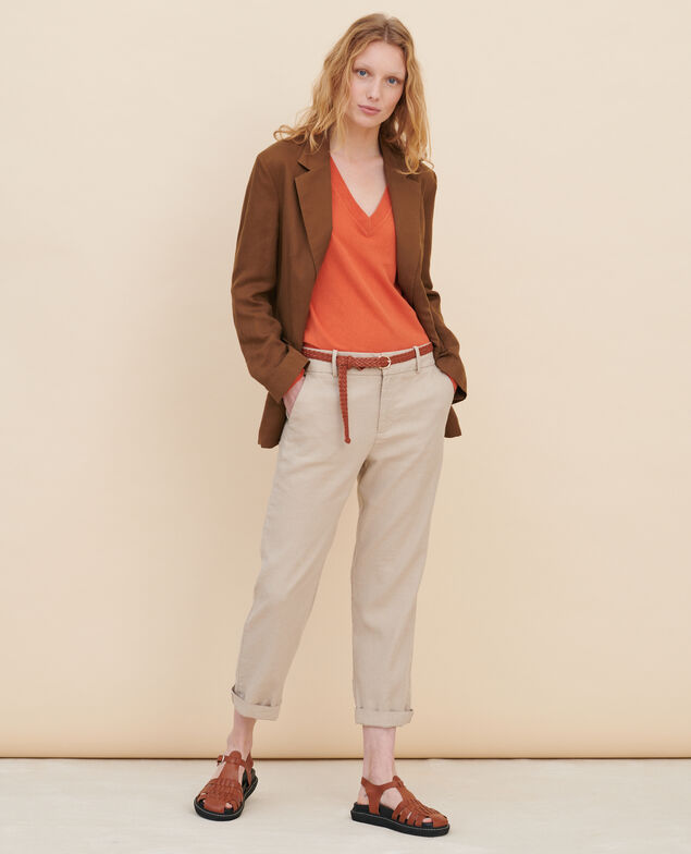 MARGUERITE - Cigarette trousers Oxford tan