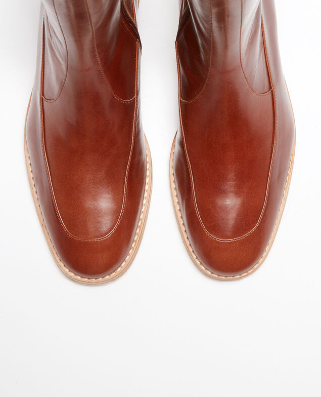 Fitted leather boots Camel