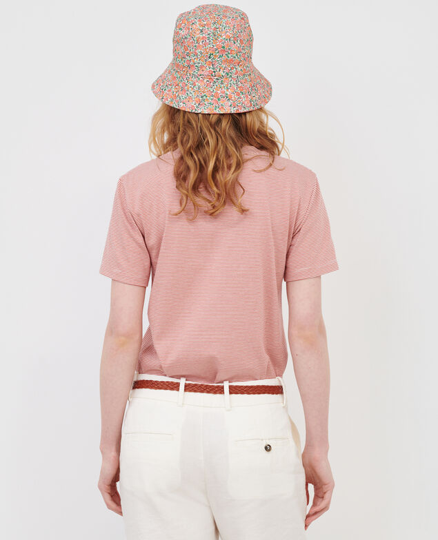 Round neck cotton t-shirt 120 stripes red