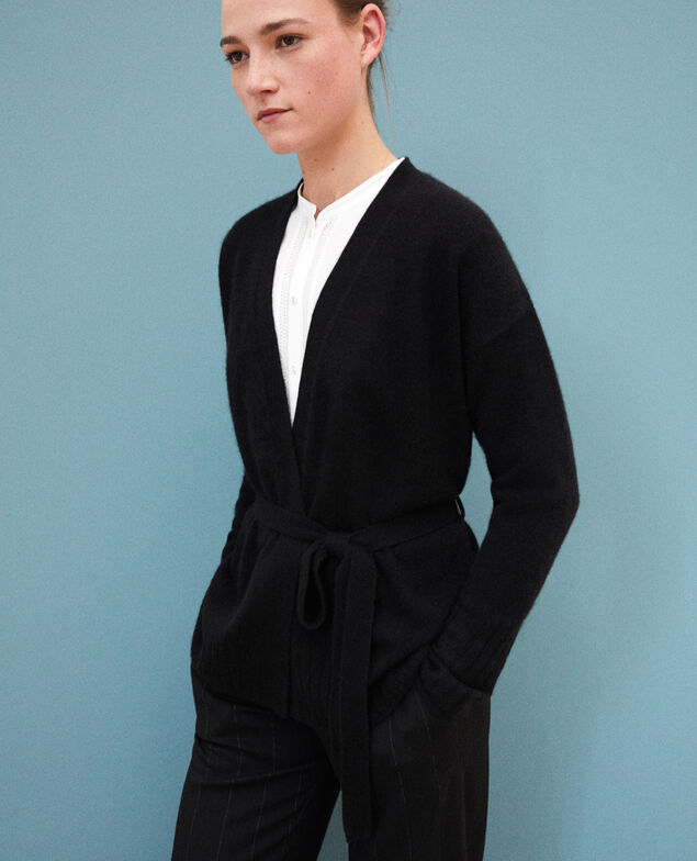 Wrapover cashmere cardigan Noir
