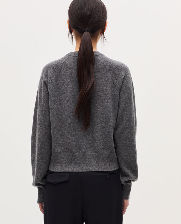 Round neck cashmere jumper K073 gray st ecru
