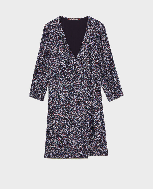 Silk wrap dress Clochette navy