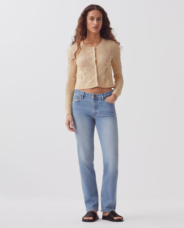 Floral crochet cardigan J300 natural