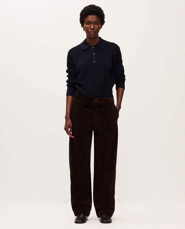 Barrel leg corduroy trousers U380 dark brown