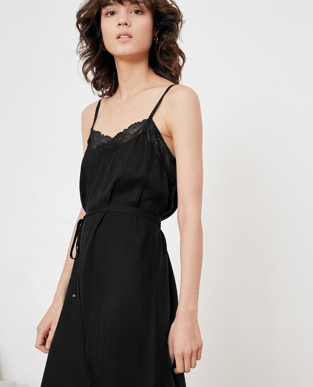 Nightie-style dress with lace Noir