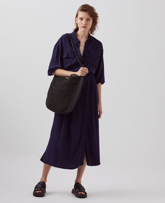 Silky shirt dress H694 baritone blue