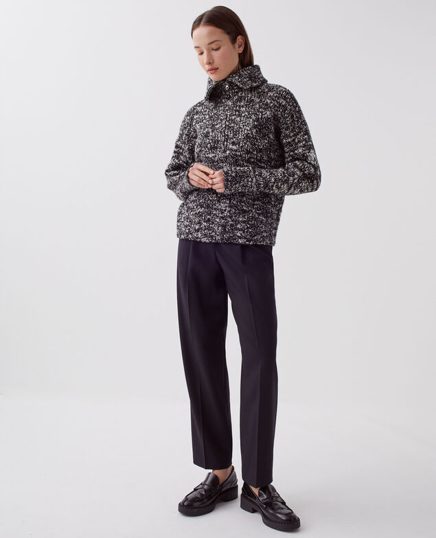 Half-zip jumper I099 boucle blk/white