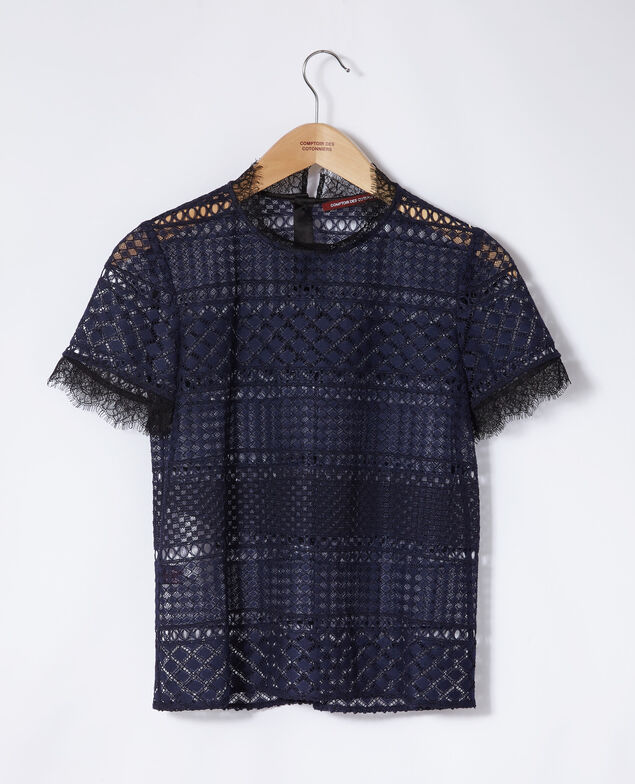 Openwork lace blouse Peacoat
