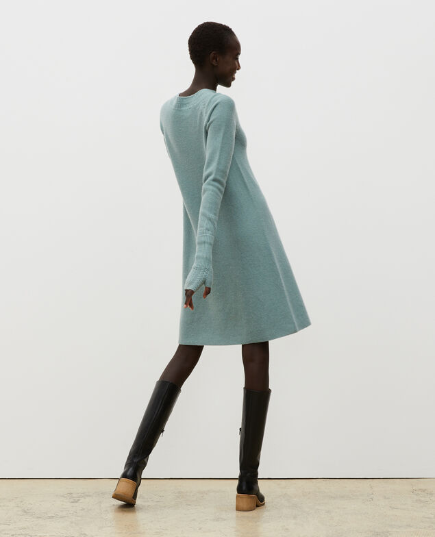 3D cashmere flared jumper dress Chinois green