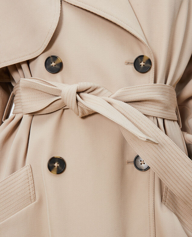 Oversize soft wool trench Oxford tan