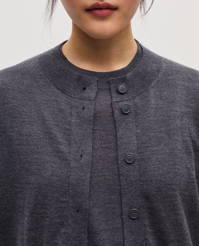 Merino wool and silk cardigan K071 rabbit gray