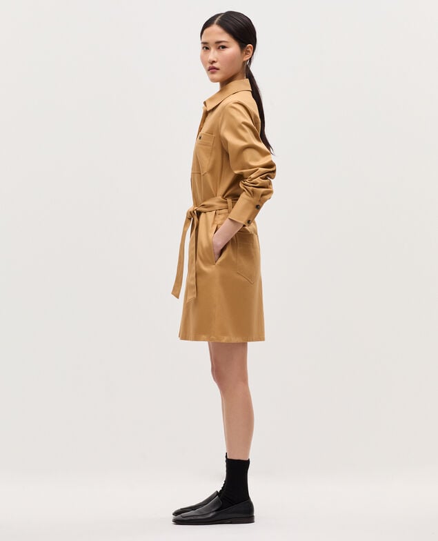 Workwear mini shirt dress K320 prairie sand