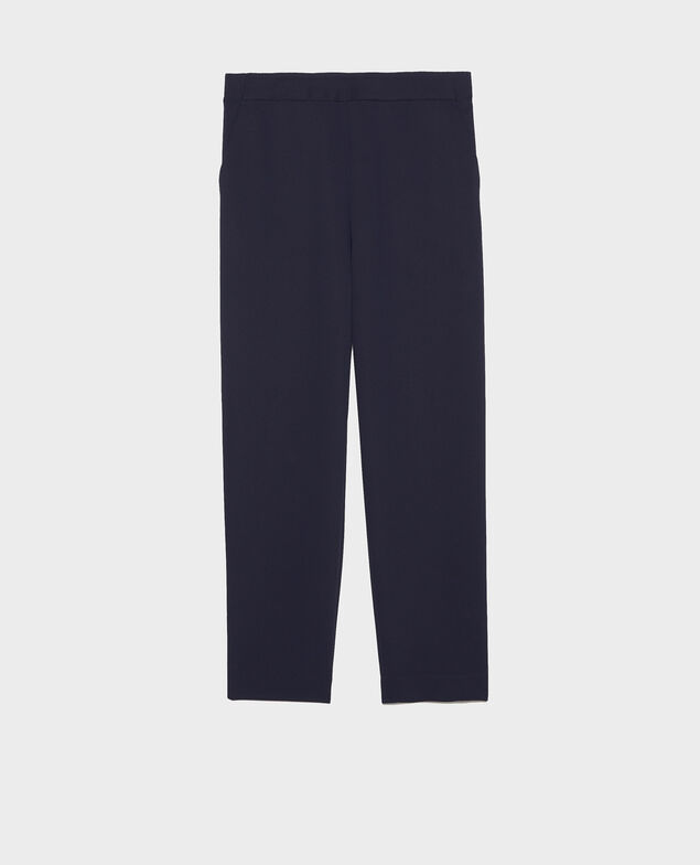 Loose elasticated polyester trousers Maritime blue