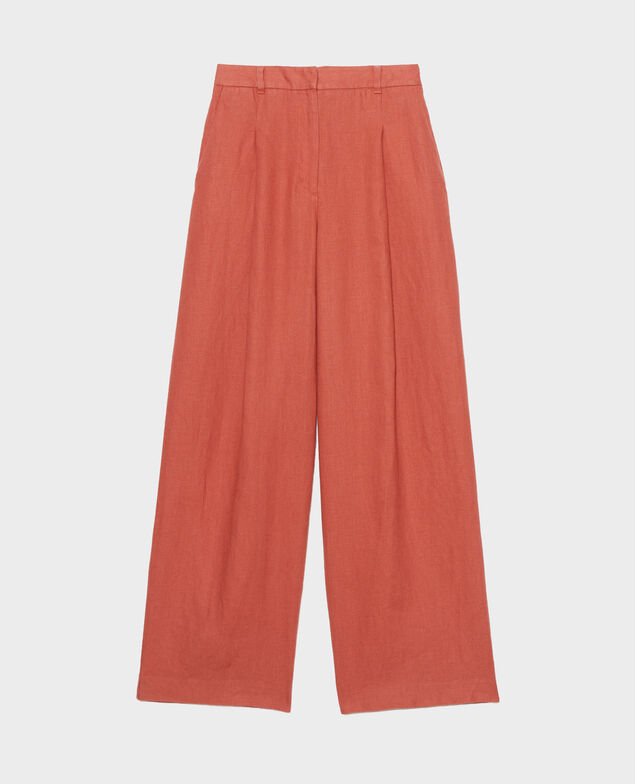 YVONNE - Wide linen trousers 7200c 13 red