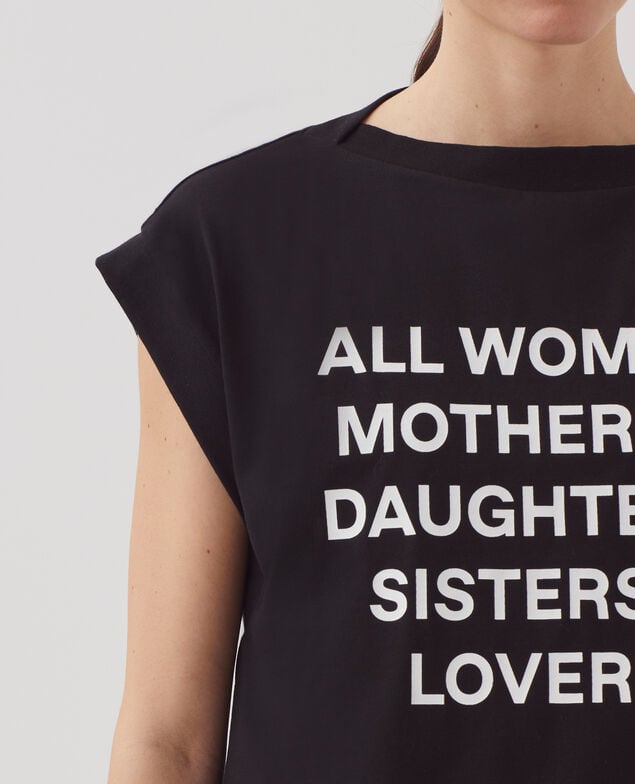 Boxy cotton t-shirt J095 black base words