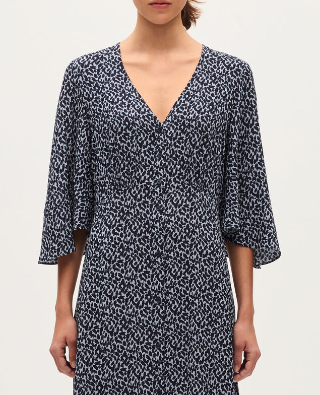 Silky midi dress K621 leo blue
