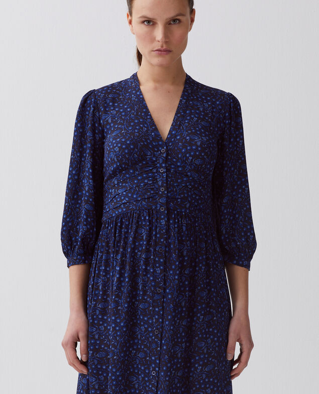 Silky maxi dress I662 batik navy