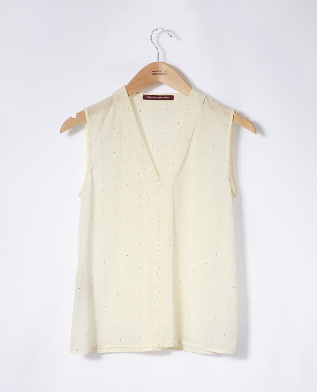 Sleeveless top Lotus fan winter white