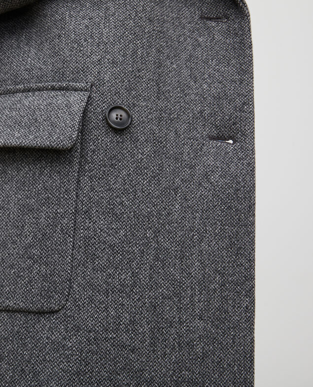 Oversize double-breasted wool overcoat Medium grey melange