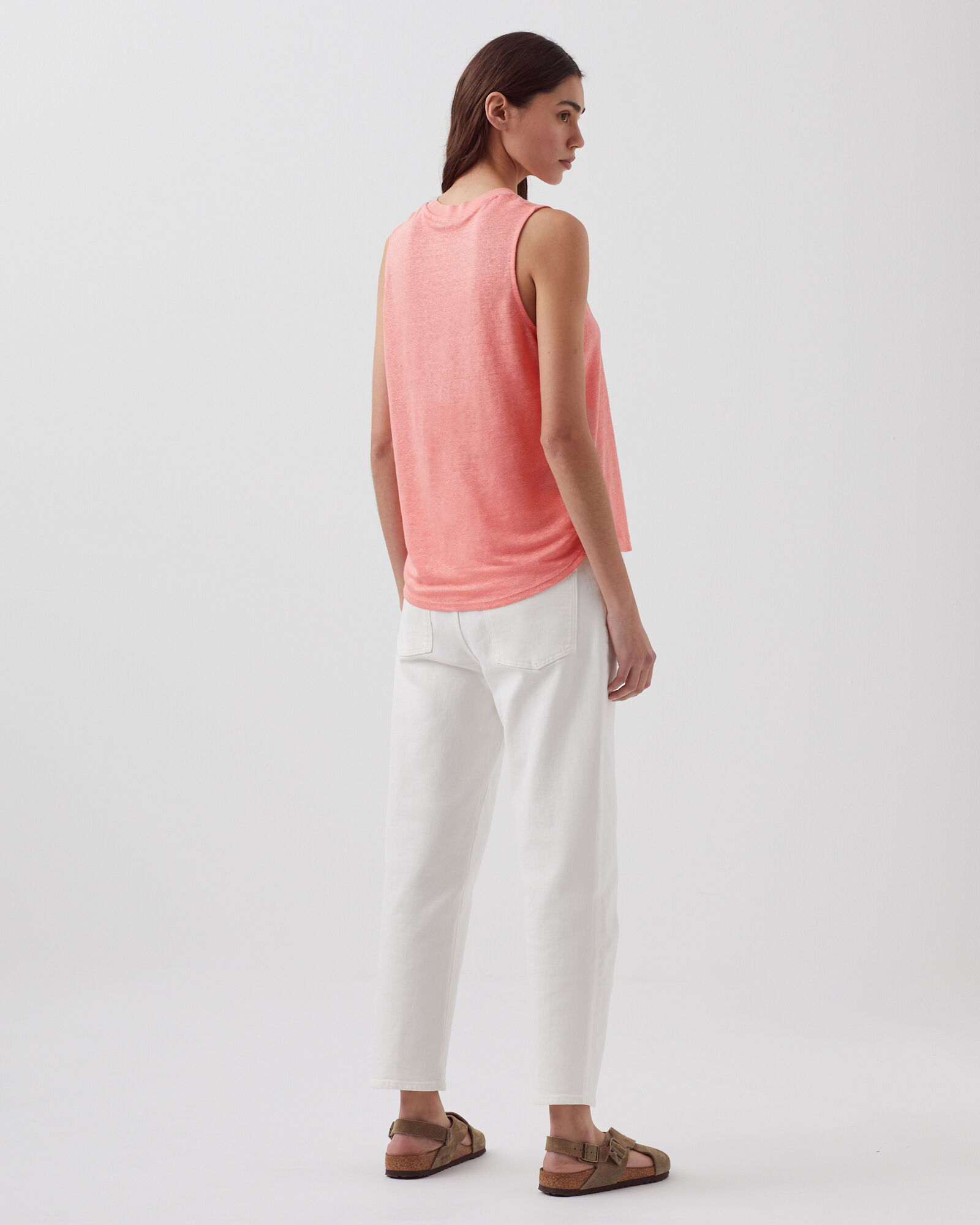 MARCELLE - Linen tank top silver pink - Comptoir des Cotonniers