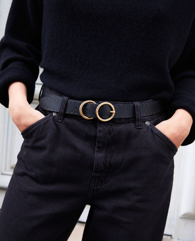 Leather belt Noir