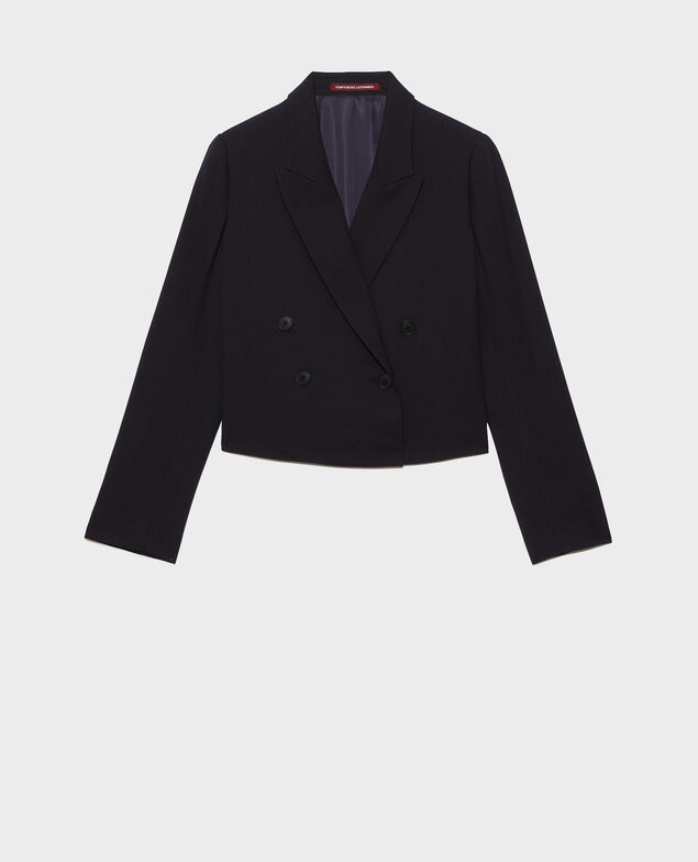 Short wool spencer jacket Black beauty