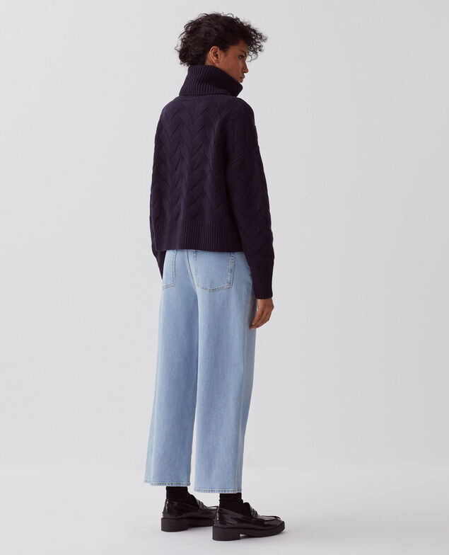 Wool roll neck jumper H695 night sky