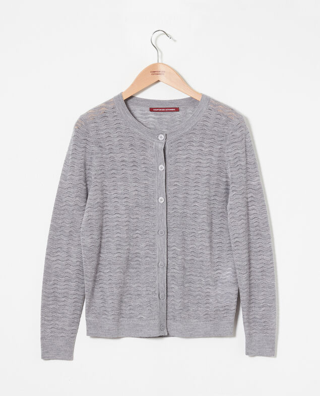 Cardigan 100% Merino Wool Medium grey