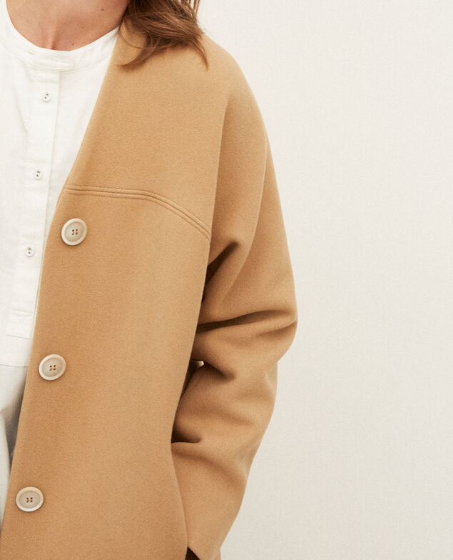 Collarless coat Tannin