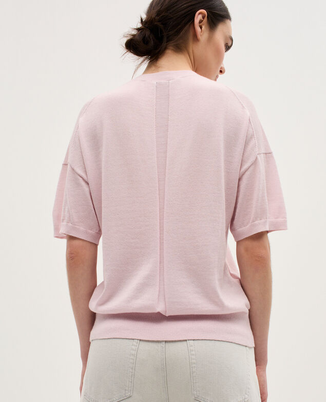 Merino wool and silk jumper K100 bloom pink