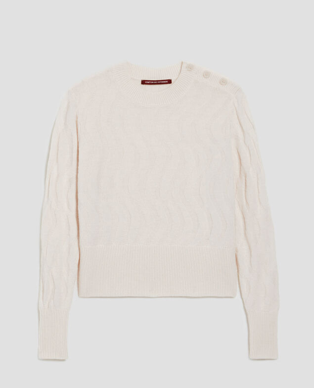 Round neck merino wool jumper I307 ecru