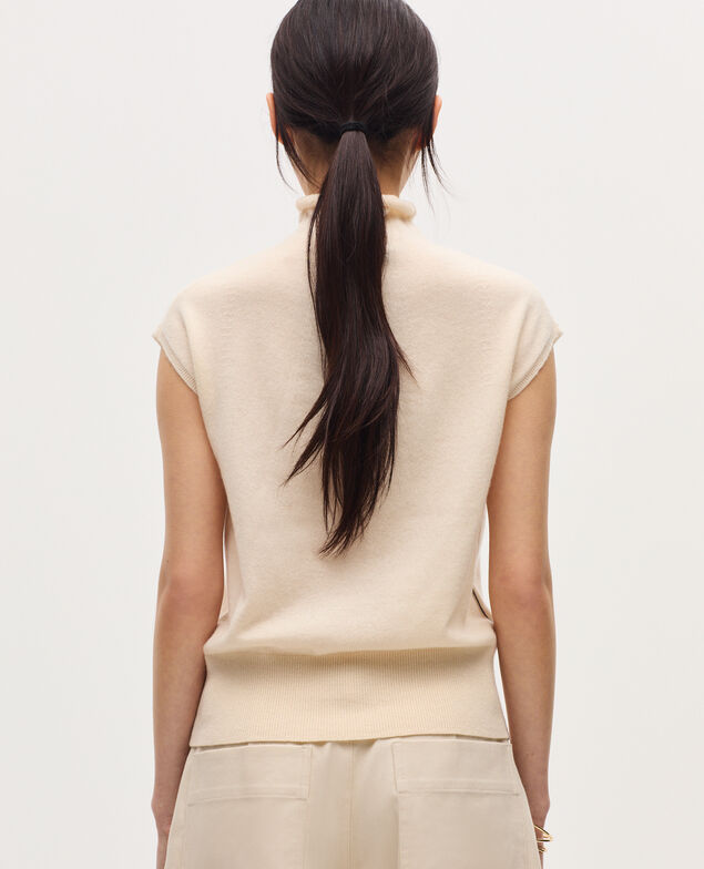 Sleeveless cashmere jumper  K011 ecru st gray