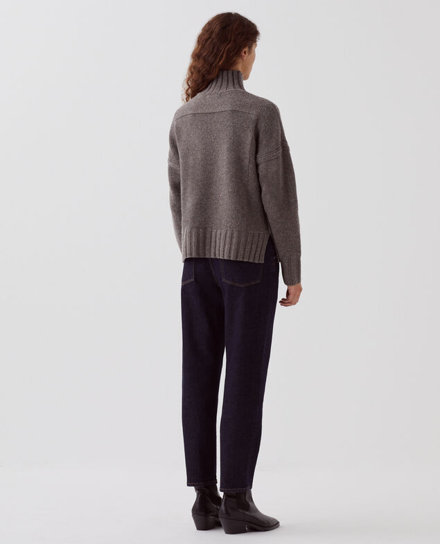 Wool polo neck jumper I040 steeple gray