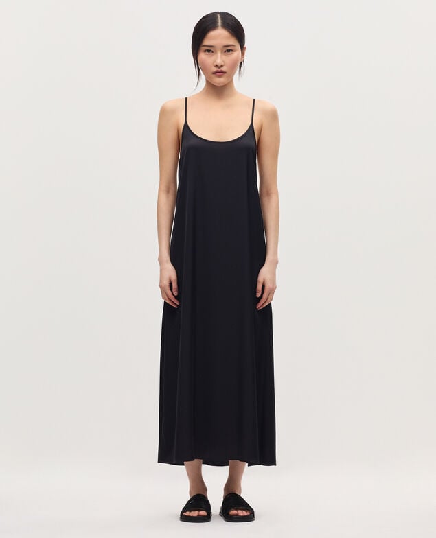 Silky maxi slip dress H091 black beauty