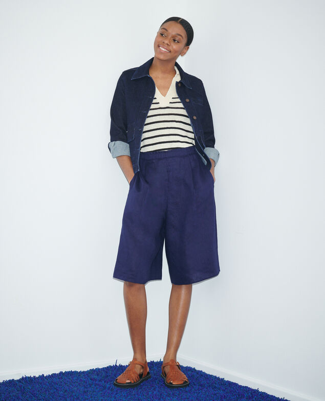 BABETH - Linen skort 68 blue