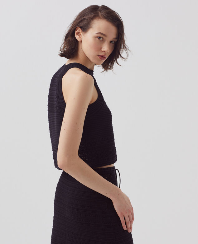Cotton crochet tank top H091 black beauty