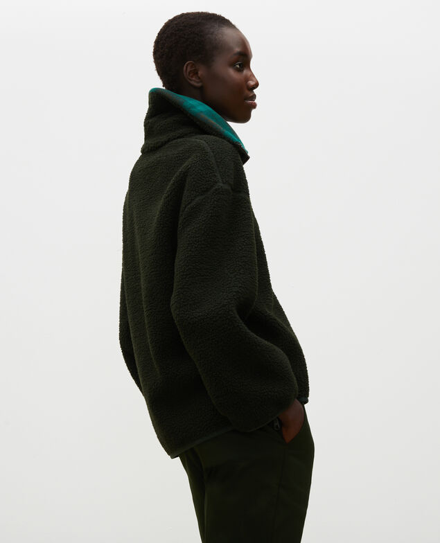 Fleece half-zip jumper with tartan collar Scarab