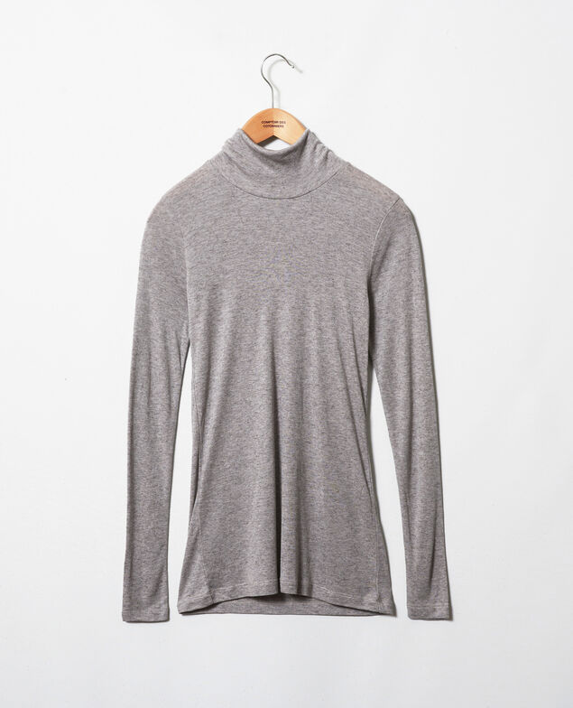 Rollneck cashmere-blend t-shirt Middle grey melange