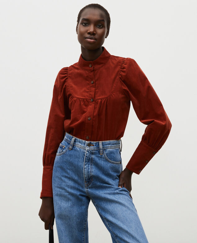 Corduroy yoke shirt Brandy brown